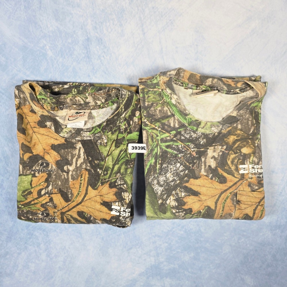 Lot of 2 Mossy Oak Mens 2XL Camo Pocket T-Shirts Ferraz Shawmut Fuseco Graphic